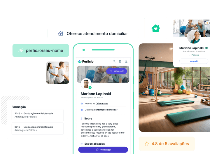 Página de um fisioterapeuta no PerFisio vista no computador e no celular